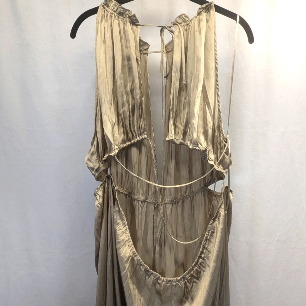 NWT Zara Wrinkle Look Satin Effect Sleeveless Cut Out Midi Dress - Size XL - Picture 7 of 10